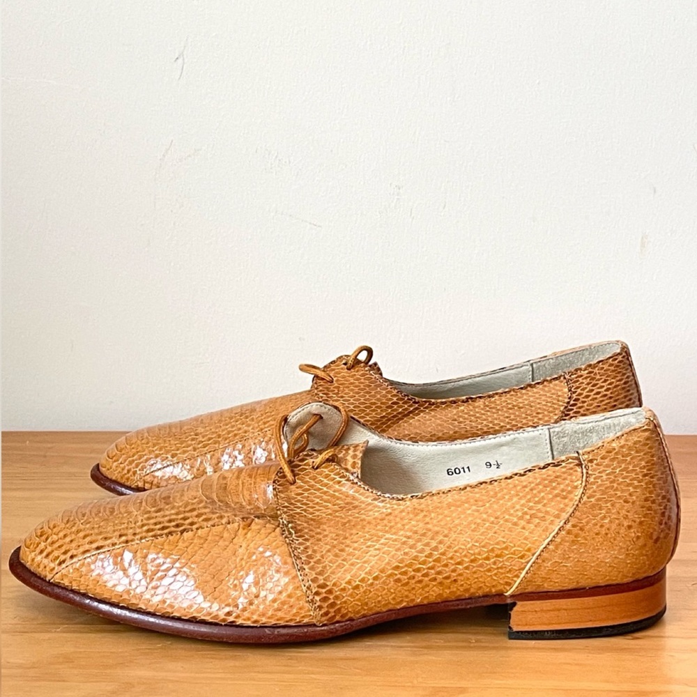Vintage Ennesi  Genuine Reptile Men’s Caramel Brown Dress Shoes Sz 9.5